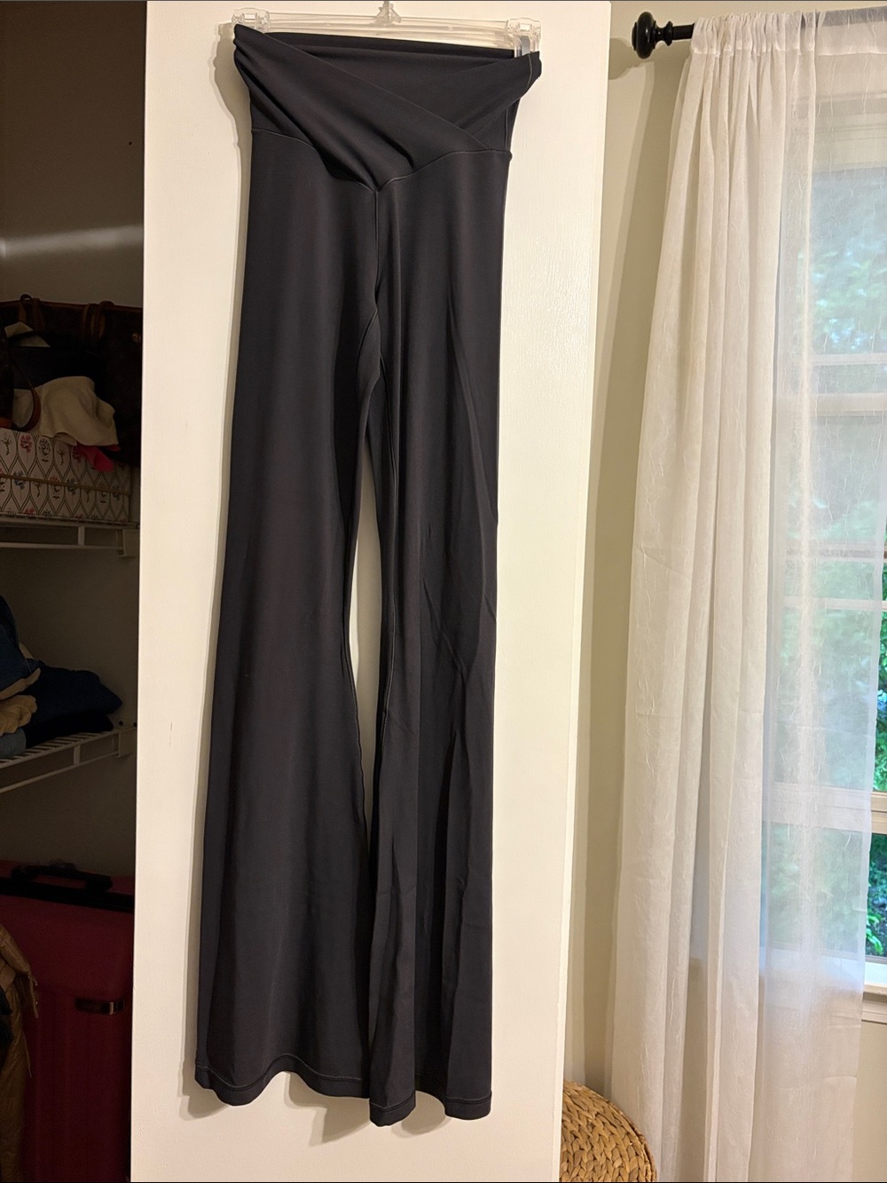aerie Charcoal Criss-Cross Waist Flared Yoga Pants